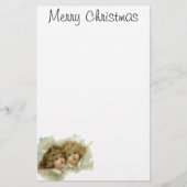 ビクトリア時代の天使が雲の中にいるクリスマス, ヴィンテージ 便箋 (正面)