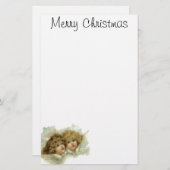 ビクトリア時代の天使が雲の中にいるクリスマス, ヴィンテージ 便箋 (正面/裏面)