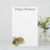 ビクトリア時代の天使が雲の中にいるクリスマス, ヴィンテージ 便箋 (スタンド正面)