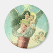 ビクトリア時代の天使と幼児イエス・キリストのクリスマス マグネット (正面)