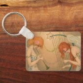 ビクトリア時代の天使のミュージシャン フルート ハープ キーホルダー (裏面)