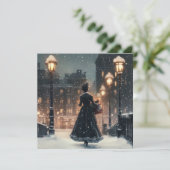 ビクトリア時代の女性が雪の中で カード (スタンド正面)