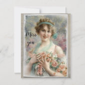 ビクトリア時代の女性とバラの水彩画 カード (正面)