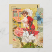 ビクトリア時代の女性と楽しい馬車 ポストカード (正面/裏面)