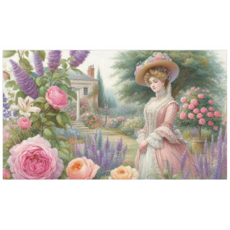 ビクトリア時代の女性の花の庭のデコパージュ テーブルクロス