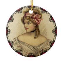 ビクトリア時代の女性 ビンテージ クリスマス オーナメント