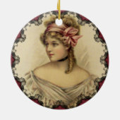 ビクトリア時代の女性 ビンテージ クリスマス オーナメント (裏面)
