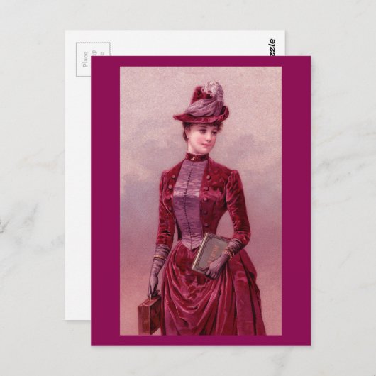 ビクトリア時代の女性 ヴェロア ポストカード (正面/裏面)