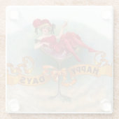 ビクトリア時代の女性 赤いシャンパン 喜び ガラスコースター (裏面)