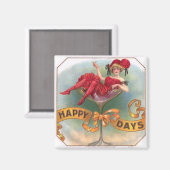 ビクトリア時代の女性 赤いシャンパン 喜び マグネット (正面/裏面)