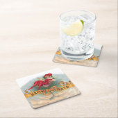 ビクトリア時代の女性 赤いシャンパン 幸せそう スクエアペーパーコースター (インサイチュ)