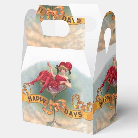 ビクトリア時代の女性 赤いシャンパン 幸せそう フェイバーボックス (オープン)