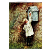 ビクトリア時代の子供が手紙の絵葉書を送る (正面)