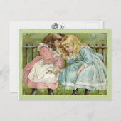 ビクトリア時代の子供たち2人の小さな少女 ヴィンテージのポストカード ポストカード (正面/裏面)