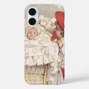 ビクトリア時代の子供たち、ベビーカーの赤ちゃんと幼児 iPhone 16ケース