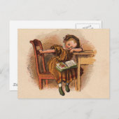 ビクトリア時代の子供と本 ポストカード (正面/裏面)