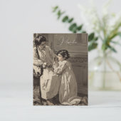 ビクトリア時代の寝る前の少女の祈りのヴィンテージ写真 ポストカード (スタンド正面)