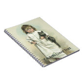 ビクトリア時代の少女が夜着と愛猫とともに ノートブック (右側)