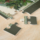 ビクトリア時代の少女が窓から顔を出す、ヴィンテージな新年の挨拶 ジグソーパズル (側面)