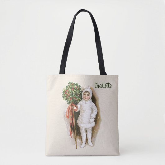 ビクトリア時代の少女とホーリーのクリスマス トートバッグ (正面)