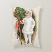 ビクトリア時代の少女とホーリーを使ったヴィンテージクリスマス アクセントクッション (裏面(縦))