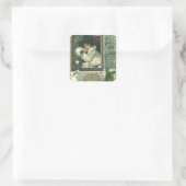 ビクトリア時代の少女の窓越しのヴィンテージな新年の挨 スクエアシール (バッグ)