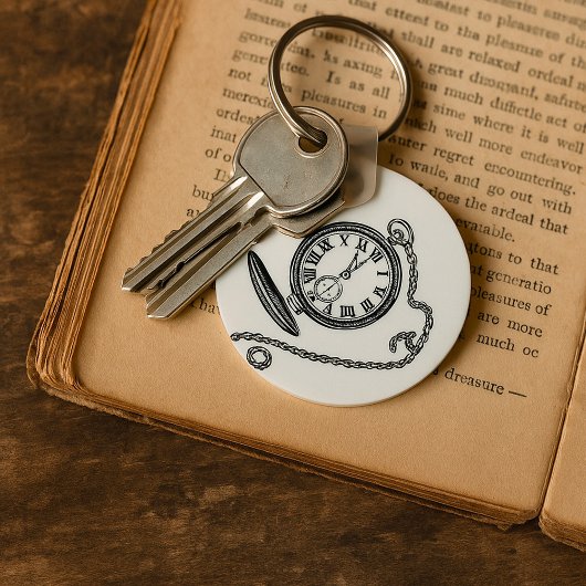 ビクトリア時代の懐中時計ラインアート キーホルダー