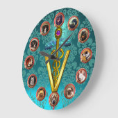 ビクトリア時代の犬の肖像 カドゥケウス 獣医シンボル ラージ壁時計 (傾斜)