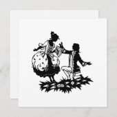 ビクトリア時代の男性が女性にプロポーズするシルエットアート 招待状 (正面/裏面)