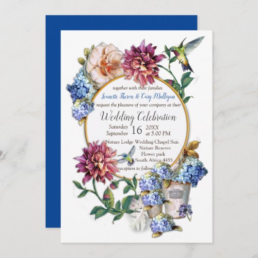 ビクトリア時代の花の水彩招待状 招待状 (正面/裏面)