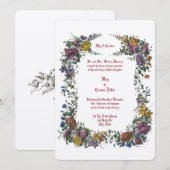 ビクトリア時代の花の装飾枠 招待状 (正面/裏面)