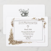 ビクトリア時代の花卉植物芸術フレーム ウェディング 招待状 (正面/裏面)