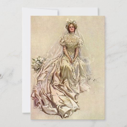 ビクトリア時代の花嫁、クラシックな結婚式の肖像画 (正面)