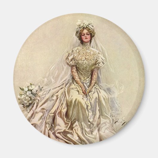 ビクトリア時代の花嫁、クラシックな結婚式の肖像画 マグネット (正面)