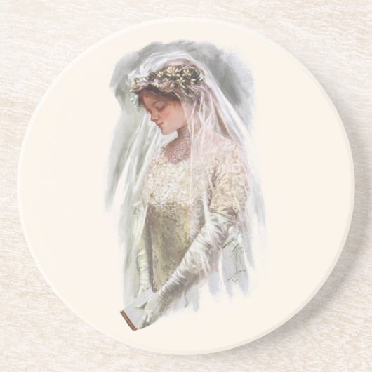 ビクトリア時代の花嫁 ハリソン・フィッシャーによる聖書を持つ コースター (正面)