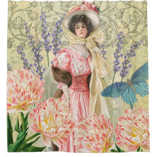 ビクトリア時代の華麗な女性レジー シャワーカーテン (正面)