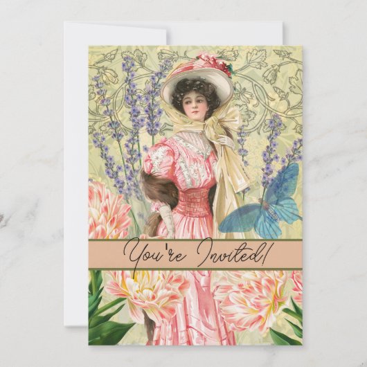 ビクトリア時代の華麗な女性レジー 招待状 (正面)