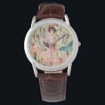 ビクトリア時代の華麗な女性レジー 腕時計<br><div class="desc">美しいJ. Barrick（1908年）による絵画とデコパージュのコラージュフラワー、蝶、ウィリアム・モリスの背景と渦巻きを特徴とする、豊かで優雅なビクトリア時代をテーマにしたもの。</div>