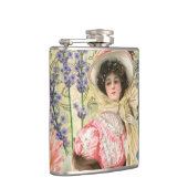 ビクトリア時代の華麗な女性 ピンクの花 フラスク (右)