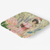 ビクトリア時代の華麗な女性 ピンクの花 ペーパープレート (傾斜あり)