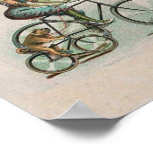 ビクトリア時代の貴婦人の犬と自転車 ポスター (角)