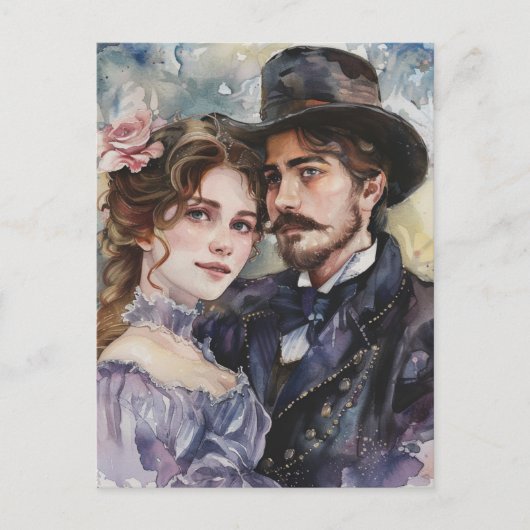 ビクトリア朝のカップル ポストカード (正面)