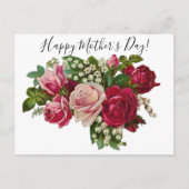 ビクトリア朝のクラシックなバラ リリー・オブ・ザ・バレー ロマンス ポストカード (正面)