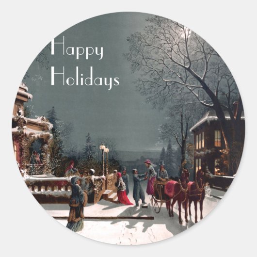 ビクトリア朝のクリスマスパーティーのシール ラウンドシール (正面)