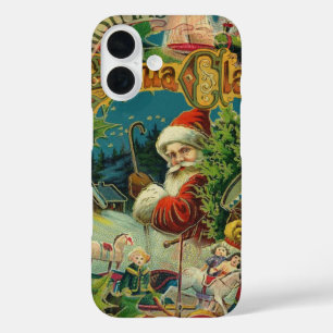 ビクトリア朝のサンタクロース クリスマスコラージュ アンティーク iPhone 16ケース