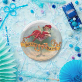 ビクトリア朝の女性 赤いシャンパン 喜び ペーパープレート (パーティー)