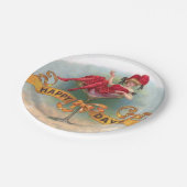 ビクトリア朝の女性 赤いシャンパン 喜び ペーパープレート (アングル)