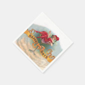 ビクトリア朝の女性 赤いシャンパン 幸せそう スタンダードカクテルナプキン (角)