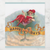 ビクトリア朝の女性 赤いシャンパン 幸せそう ワインラベル (シングルラベル)