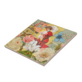 ビクトリア朝の女性 高貴 赤 イラスト タイル (側面)